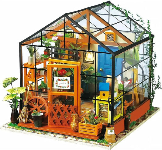 DIY Wooden Mini Green House with LED Lights