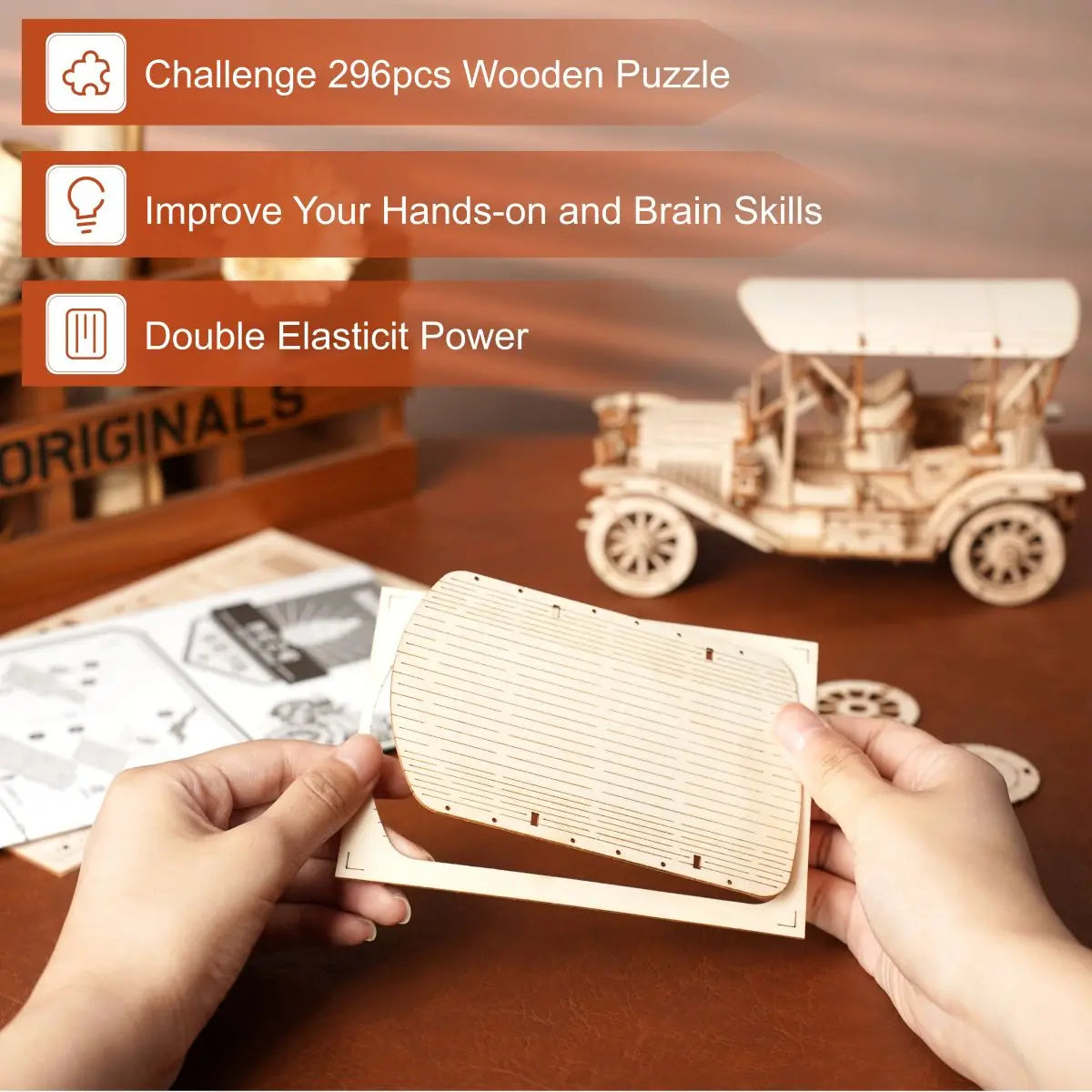 DIY 3D Wooden Puzzle Vintage Car Model Building Kit