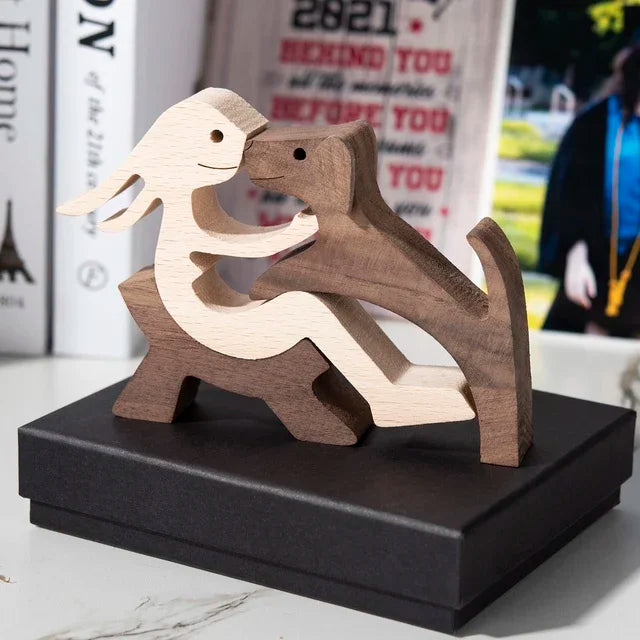 Handmade Wood Dog Sculpture