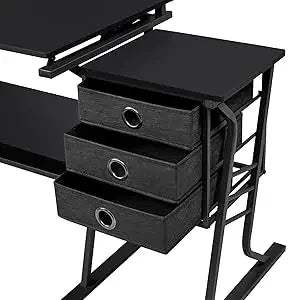 Adjustable Art/Craft, Drafting Table with Stool and 3 Slide Drawers