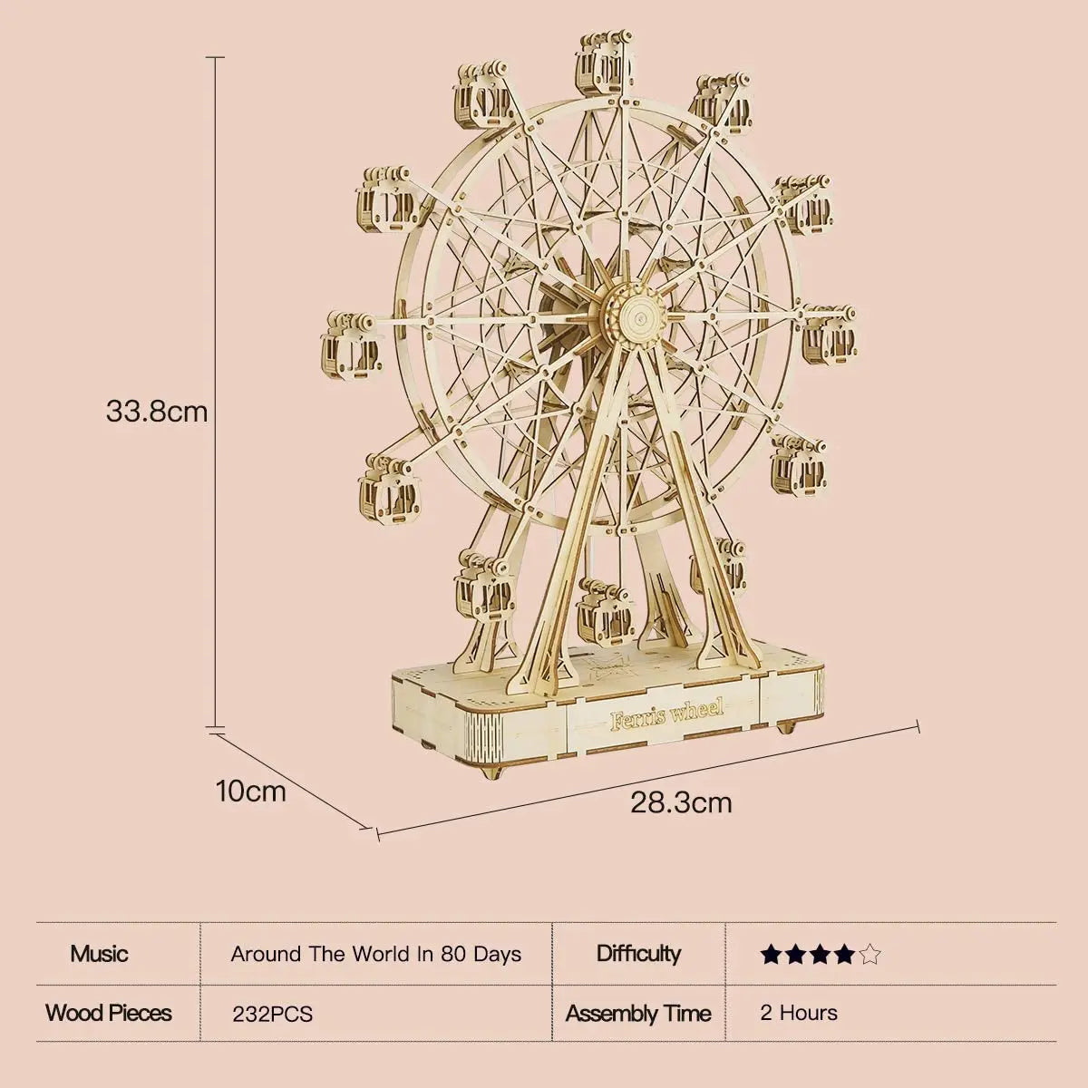 Rotatable DIY 3D Ferris Wheel Wooden Model Kit