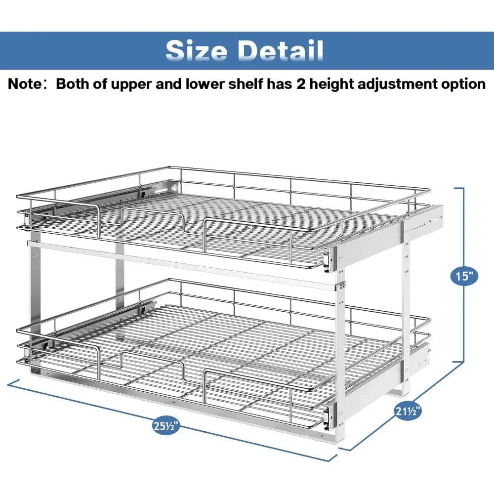2 Tier Individual Pull Out Cabinet Organizer