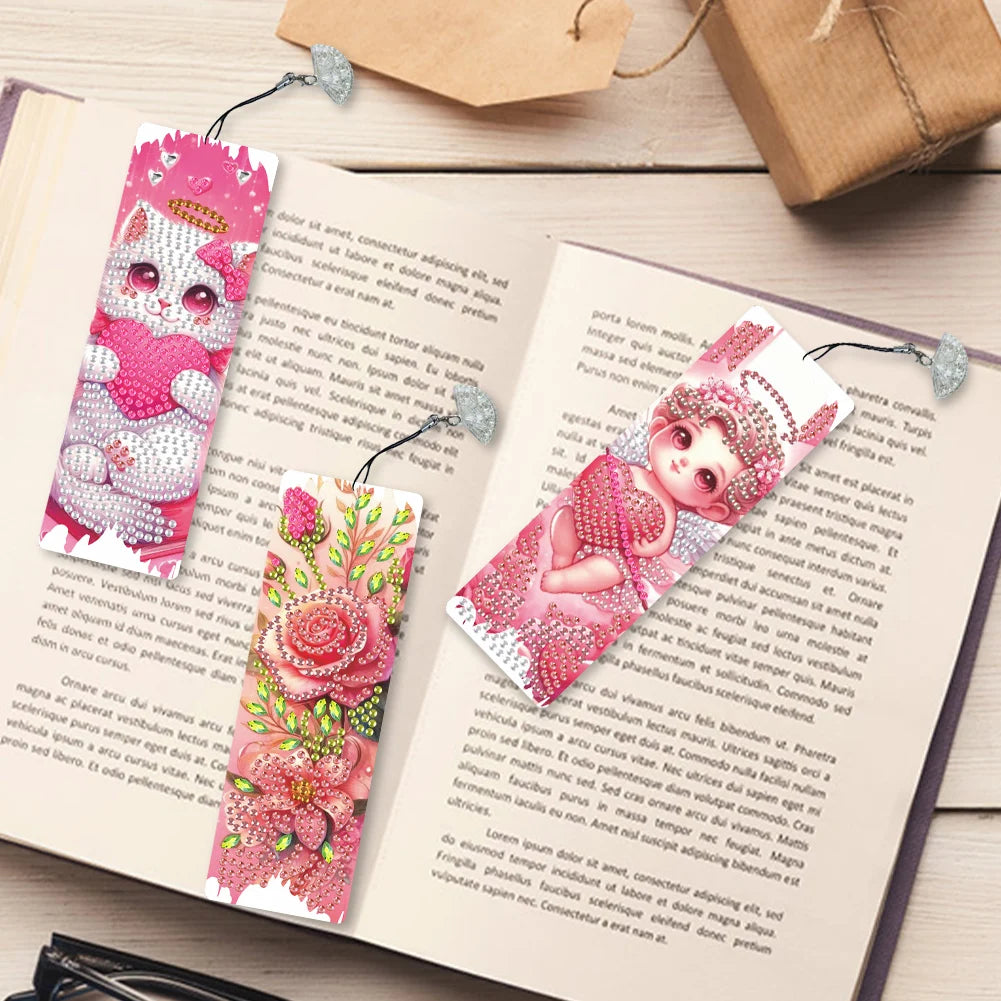 3Pcs Special Shaped DIY 5D Diamond Art Bookmark Kit