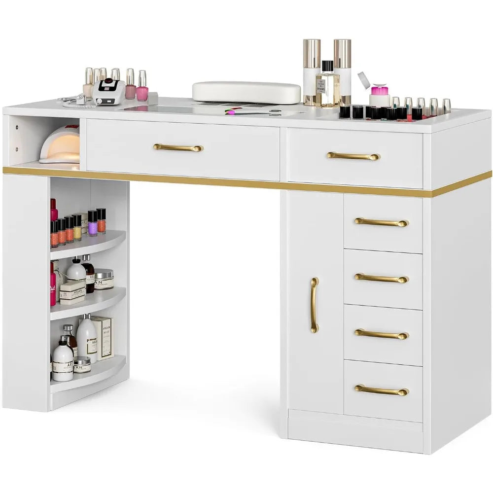 7 Drawers & 3-Tiered  Shelves Table