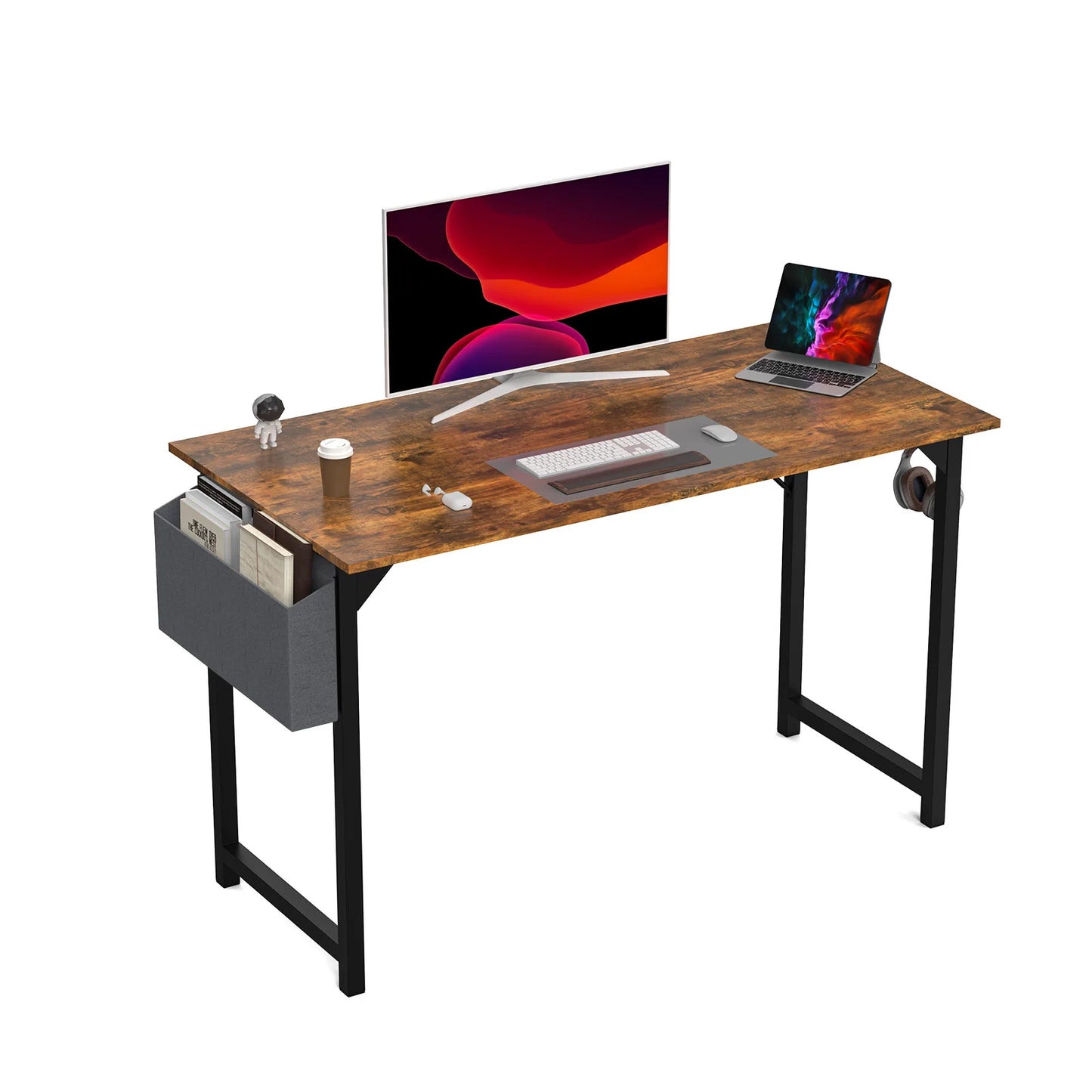 Compact Computer Desk with Side Storage