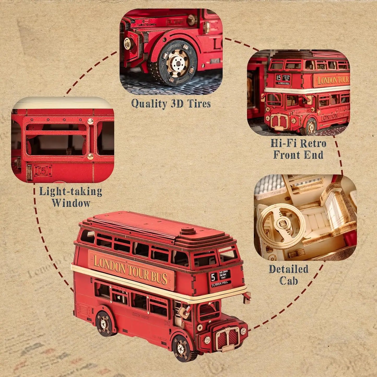 London Tour Bus DIY 3D Puzzle Model Kit