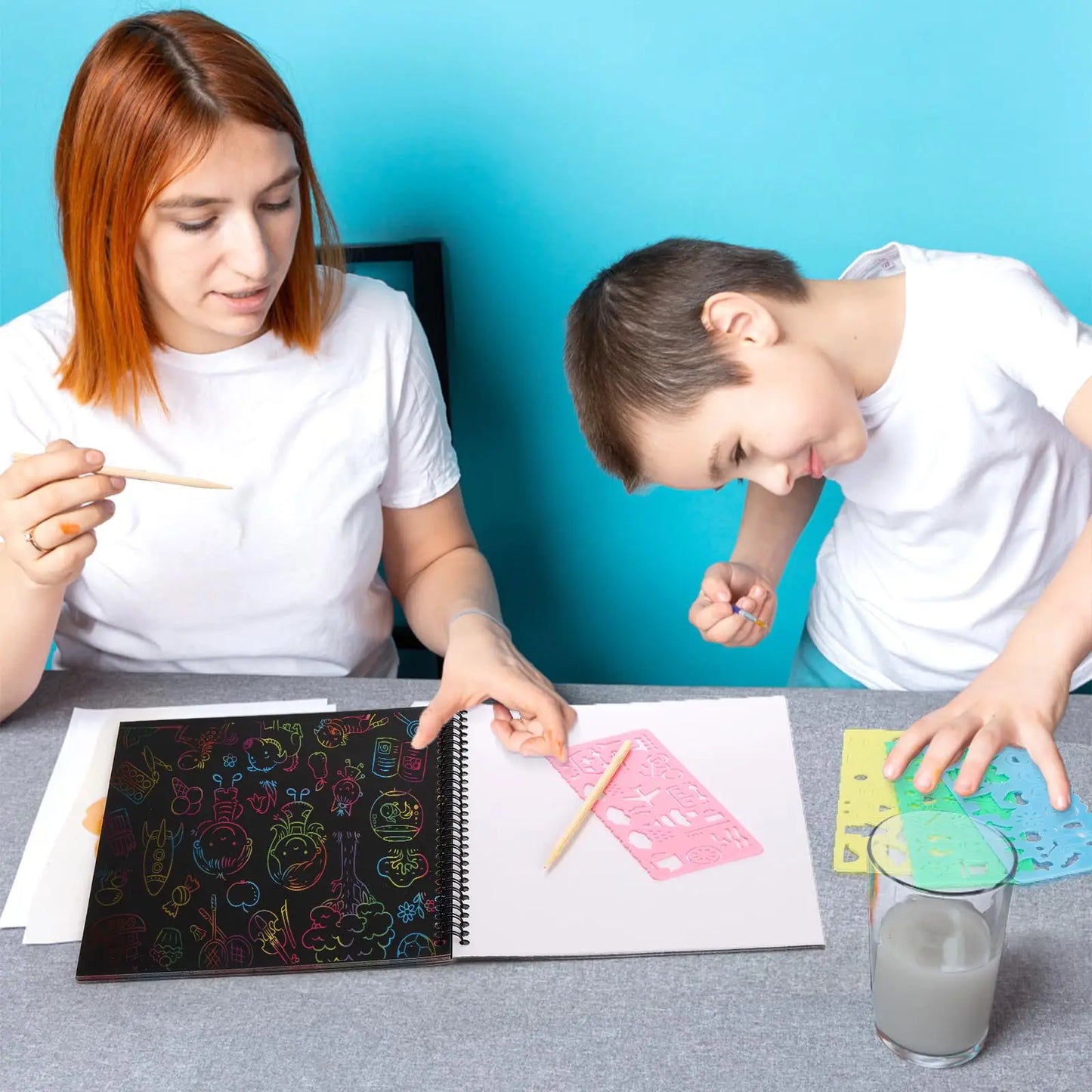 DIY 2 Pack Rainbow Scratch Paper with Wood Stick