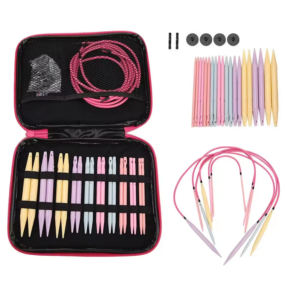 10 Pairs Crochet Hook Circular Knitting Needles Set with Case