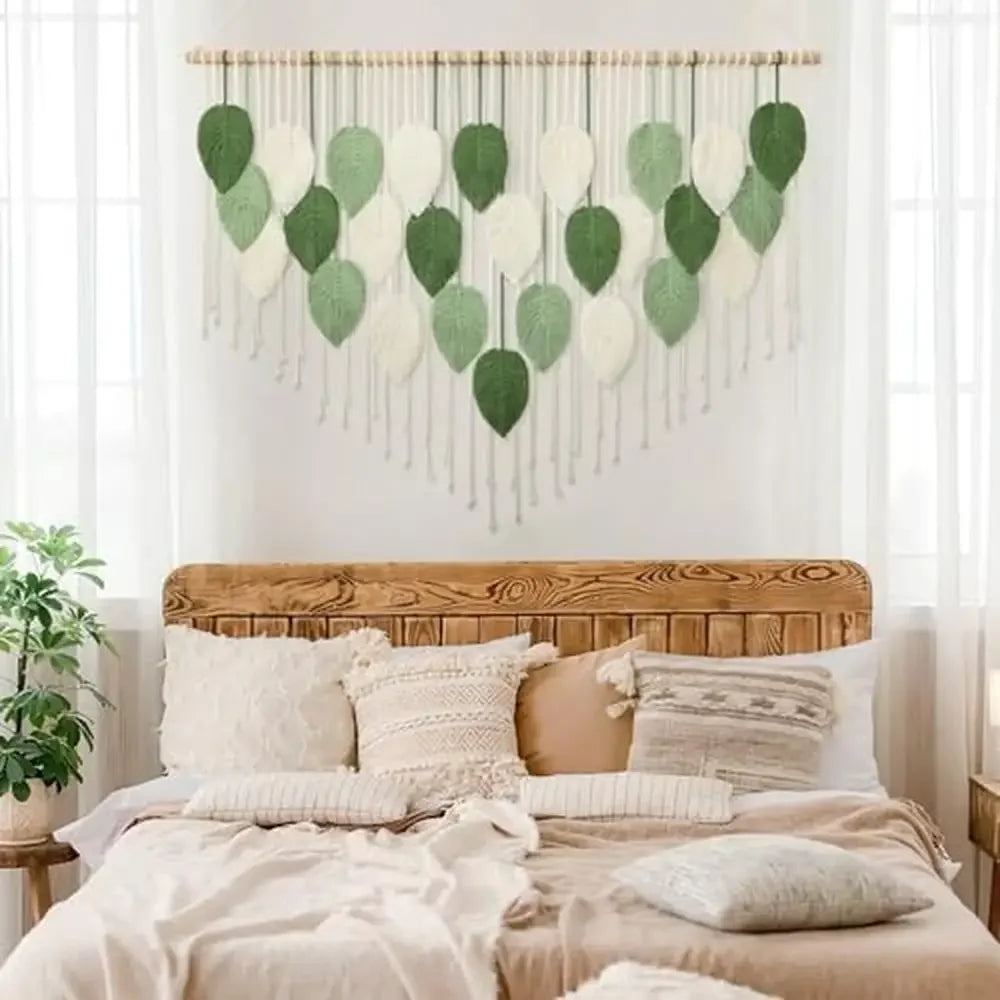 Large Handmade Boho Macrame Wall Hanging Leaves Tapestry