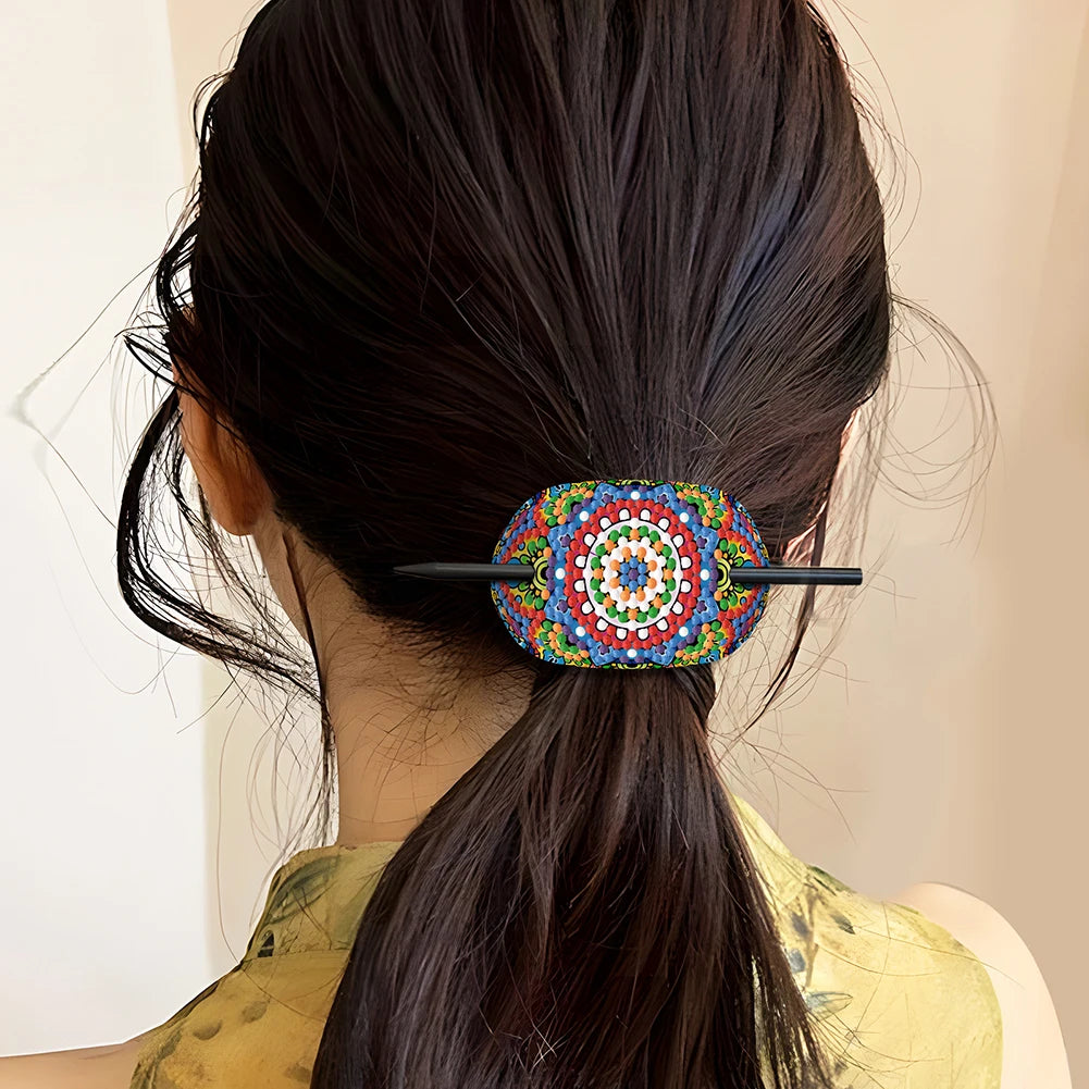 5Pcs Mandala Pattern 5D DIY Diamond Hairpins Kit