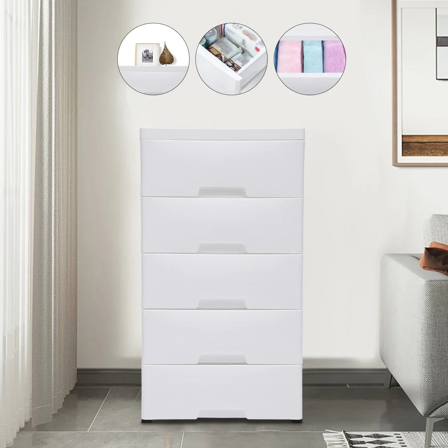 4 Drawer White Plastic Storage Cabinet