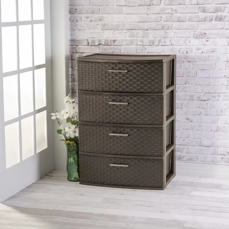 4 Drawer Wide Woven Plastic Organizer