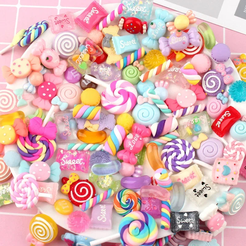 10/30/50/100 Pcs Candy Material Kit 3D Resin Flat Cabochons