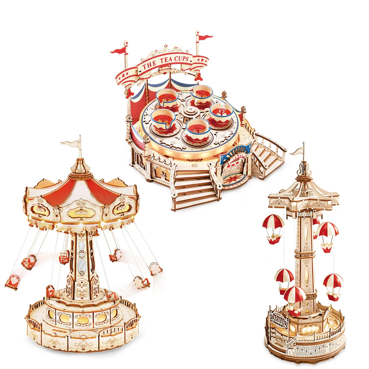 Amusement Park Wooden DIY Moveable 3D Wooden Puzzle