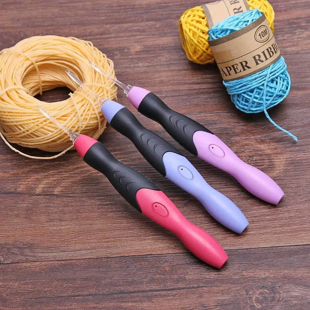 9 in 1 USB Light Up Crochet Hook Knitting Needles w/ Interchangeable Heads