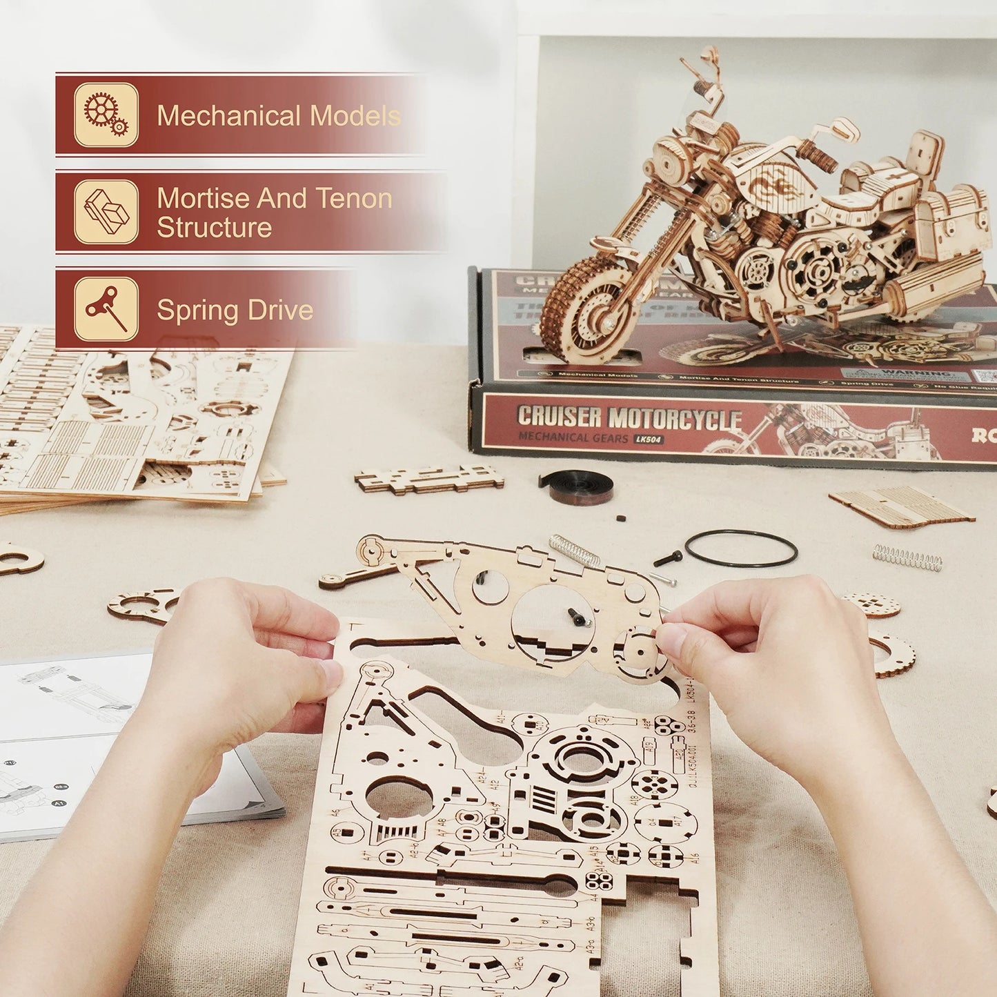 Cruiser Motorcycle DIY Wooden Model Kits