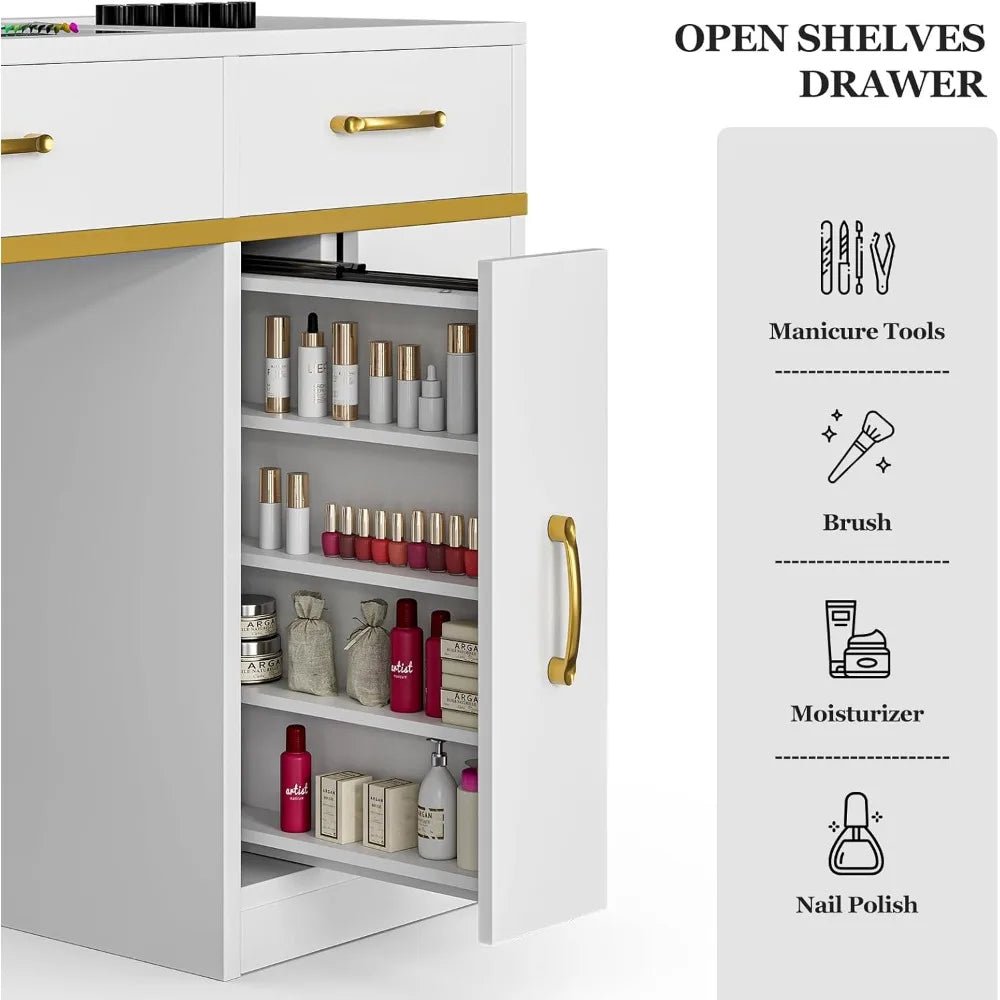 7 Drawers & 3-Tiered  Shelves Table