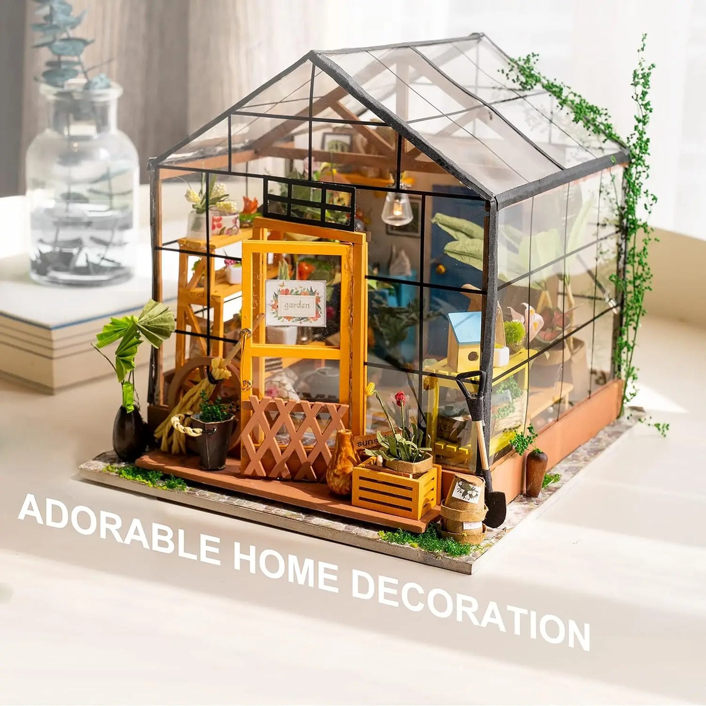 DIY Wooden Mini Green House with LED Lights