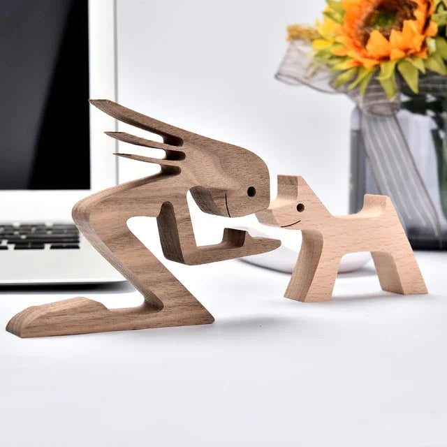 Handmade Wood Dog Sculpture