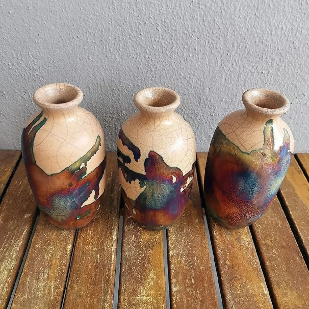 3 Pack 7 inch Handmade Ceramic Vase