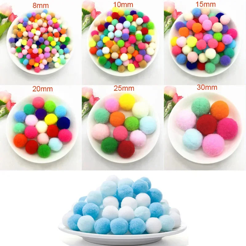 Soft Fluffy Pom Poms 8mm-30mm 10g