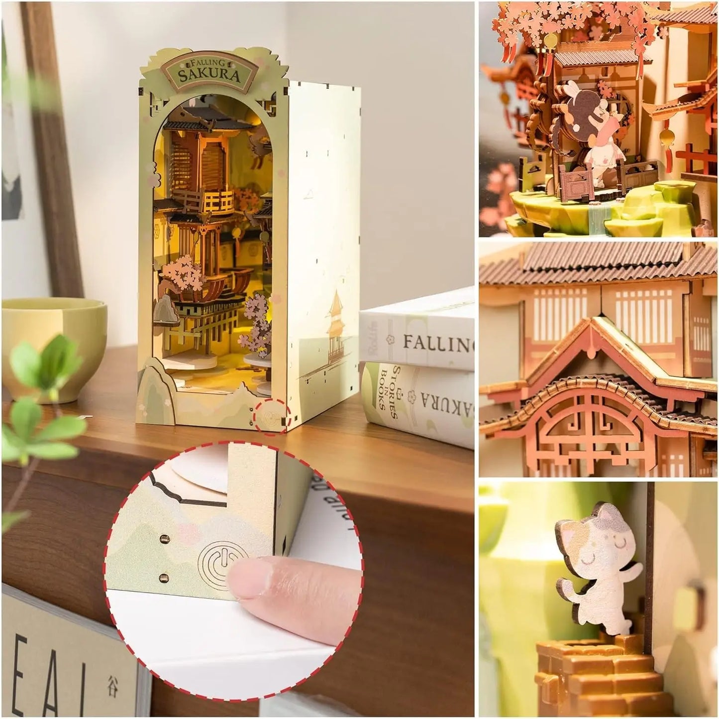 Falling Sakura DIY Wooden Puzzle Kit with LED Light