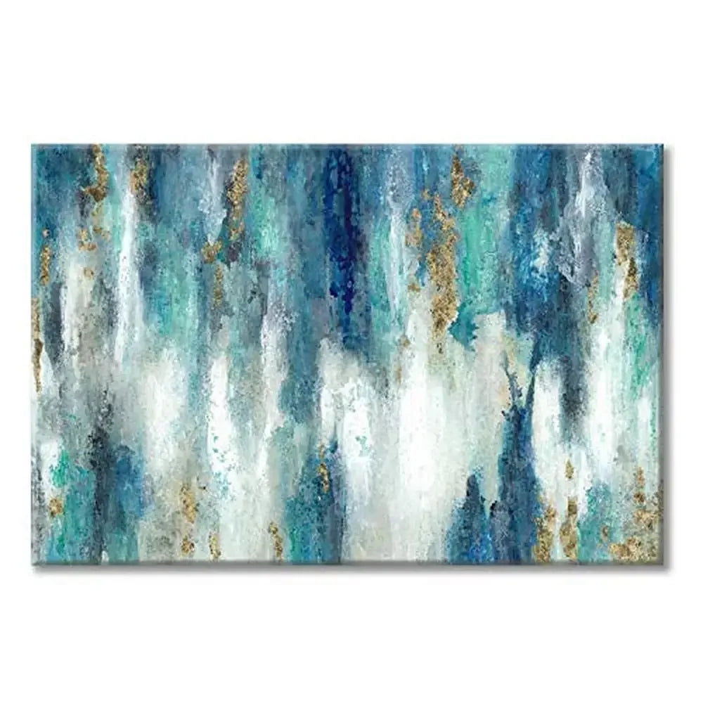 Blue Gold Abstract Canvas Wall Art