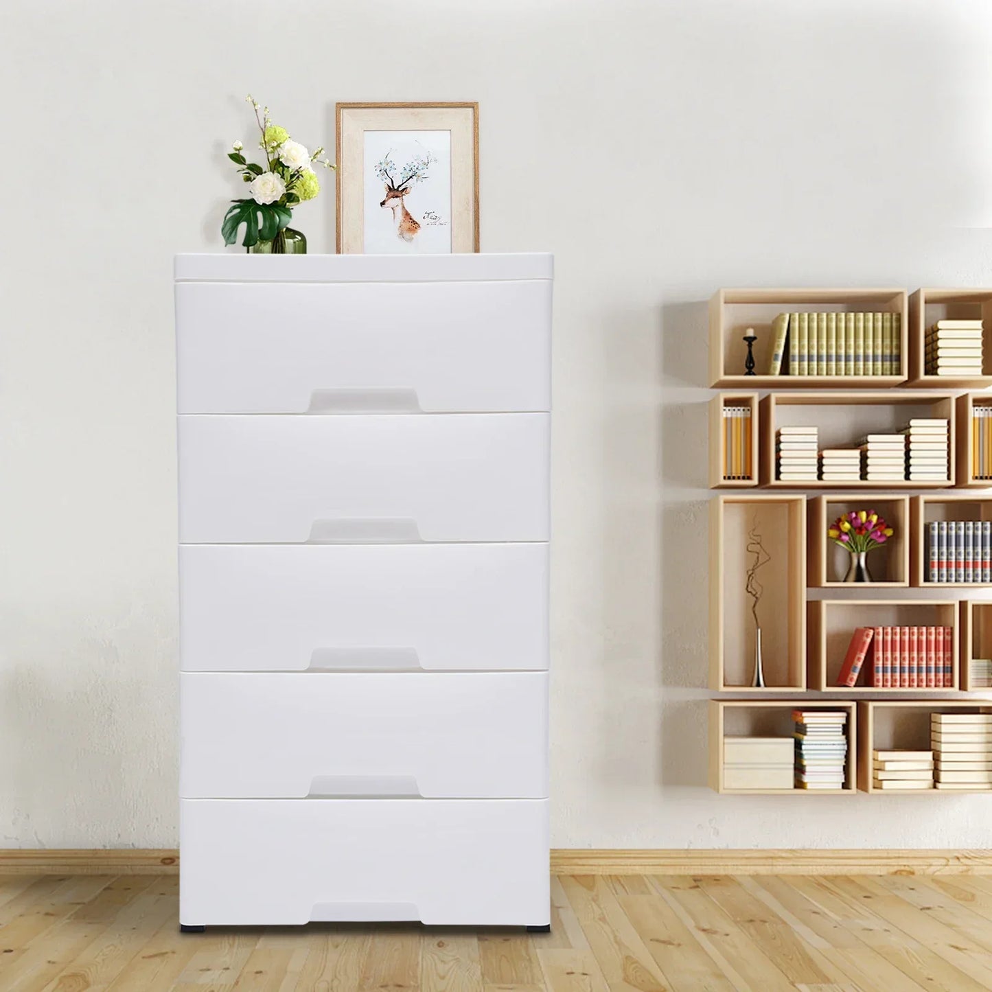 4 Drawer White Plastic Storage Cabinet