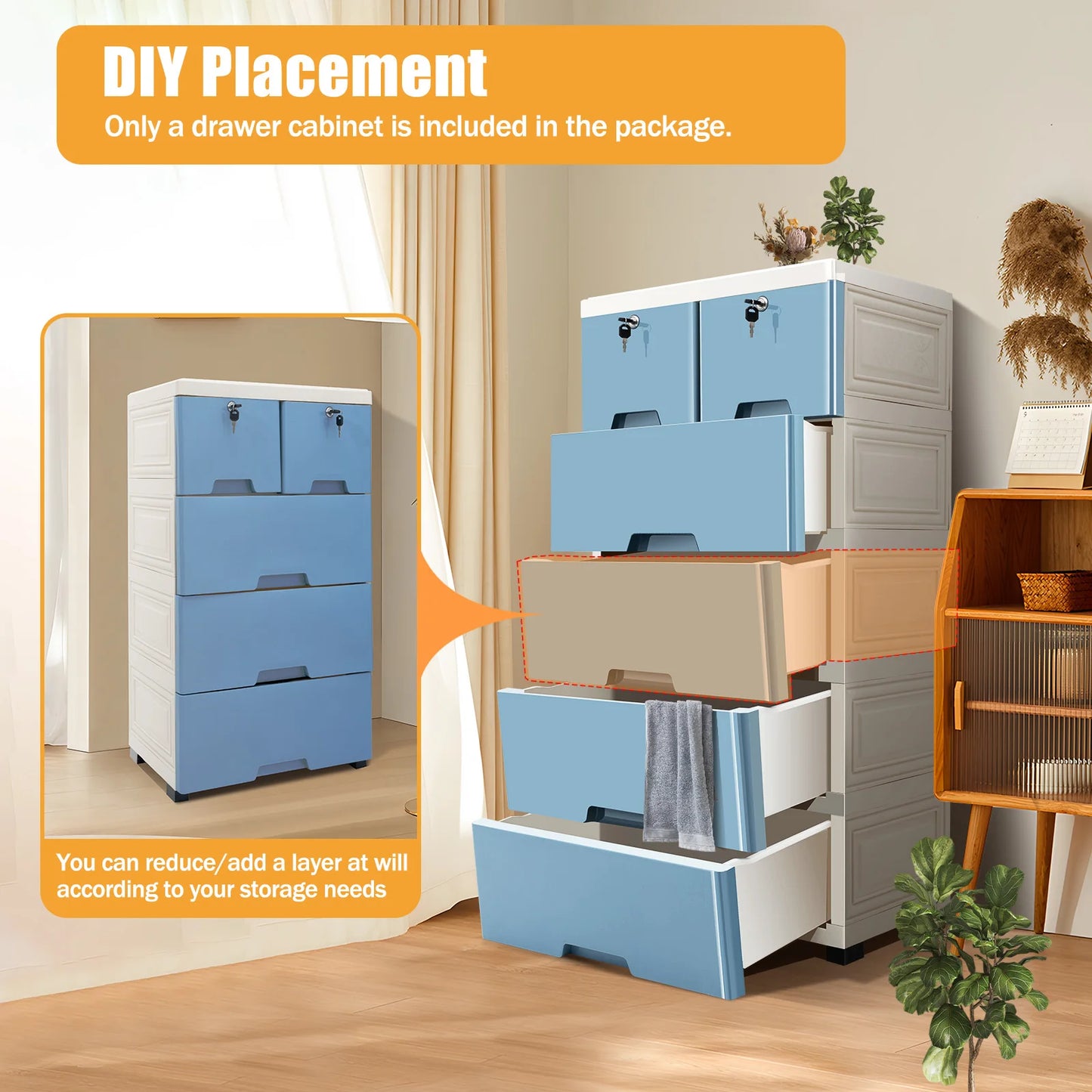 5-Layer 6 Drawer Plastic Tower Storage Cabinet