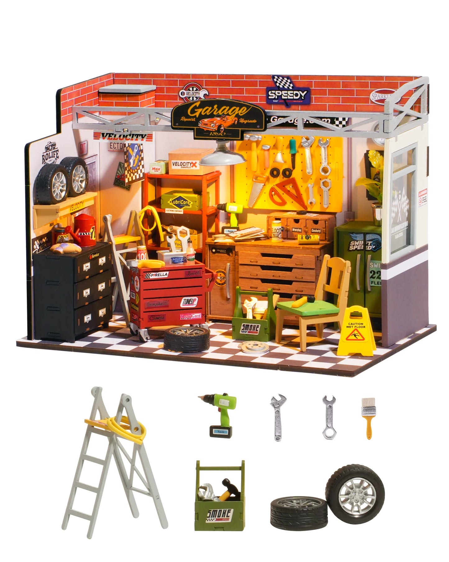 DIY Mini Garage Workshop Kit with LED Light