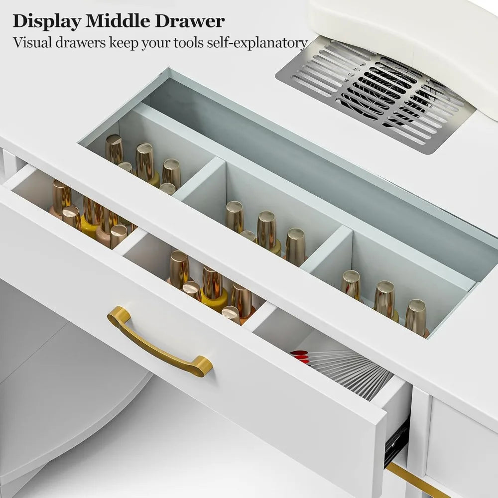7 Drawers & 3-Tiered  Shelves Table