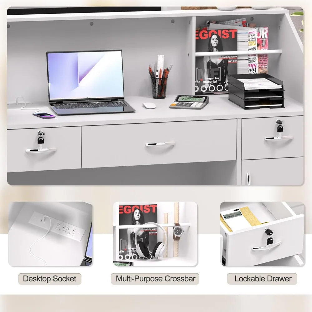 Reception Desk with Counter, Lockers & Storage Shelves