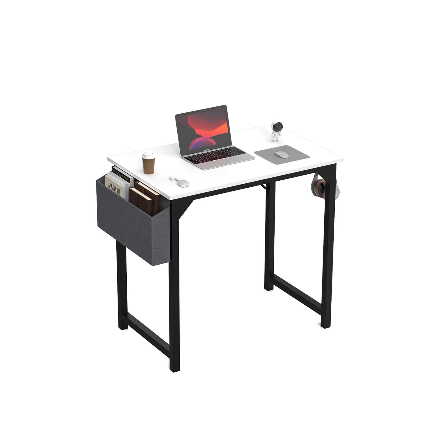 Compact Computer Desk with Side Storage