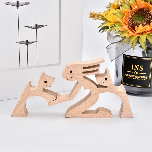 Handmade Wood Dog Sculpture