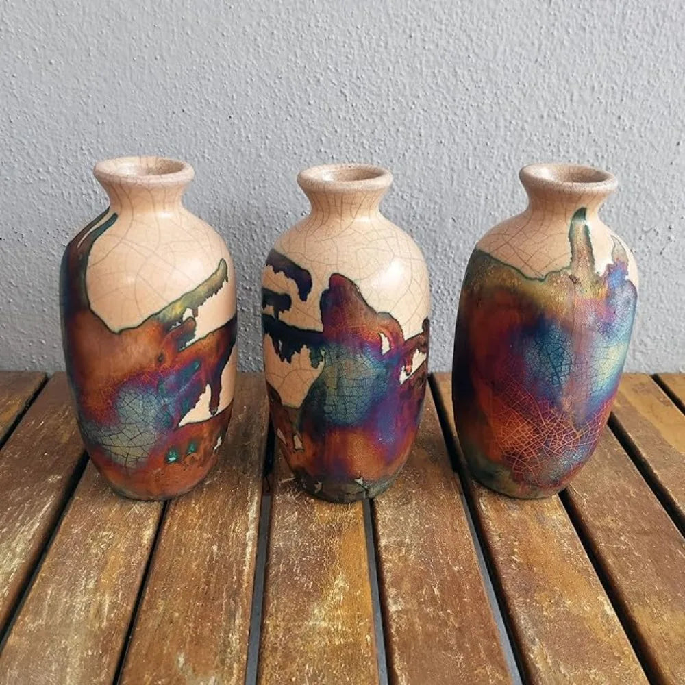 3 Pack 7 inch Handmade Ceramic Vase