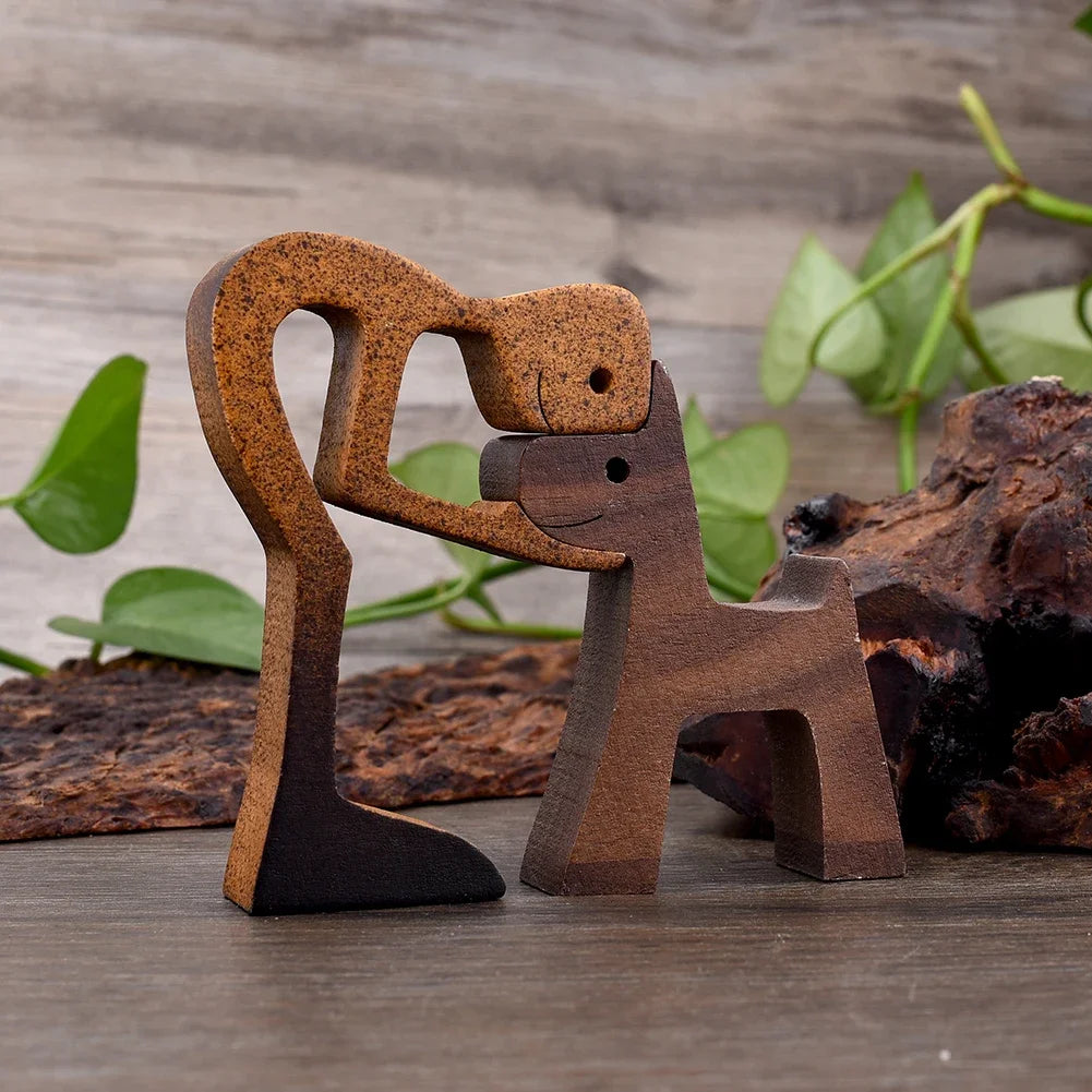 Handmade Wood Dog Sculpture