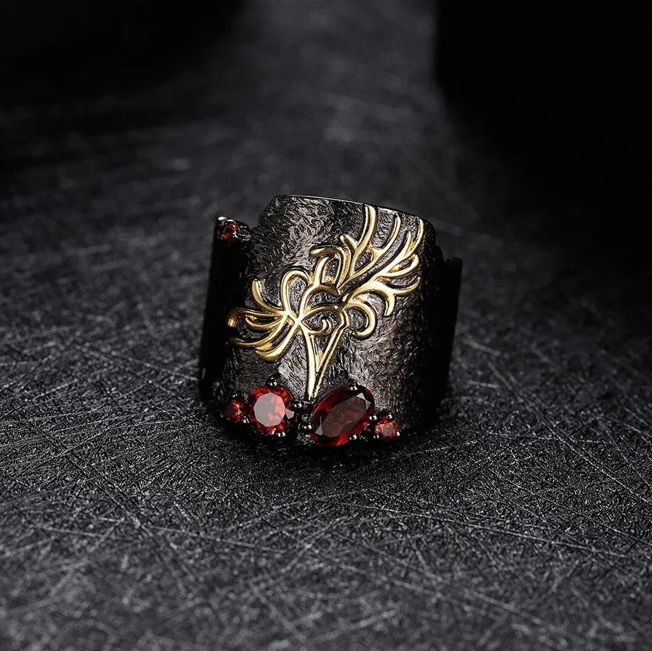 Handmade Natural Red Garnet Gemstones Ring