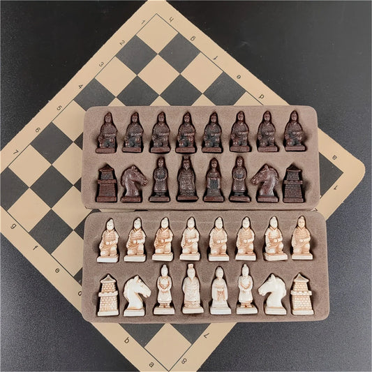 Antique Small Terra Cotta Warriors Chess Set