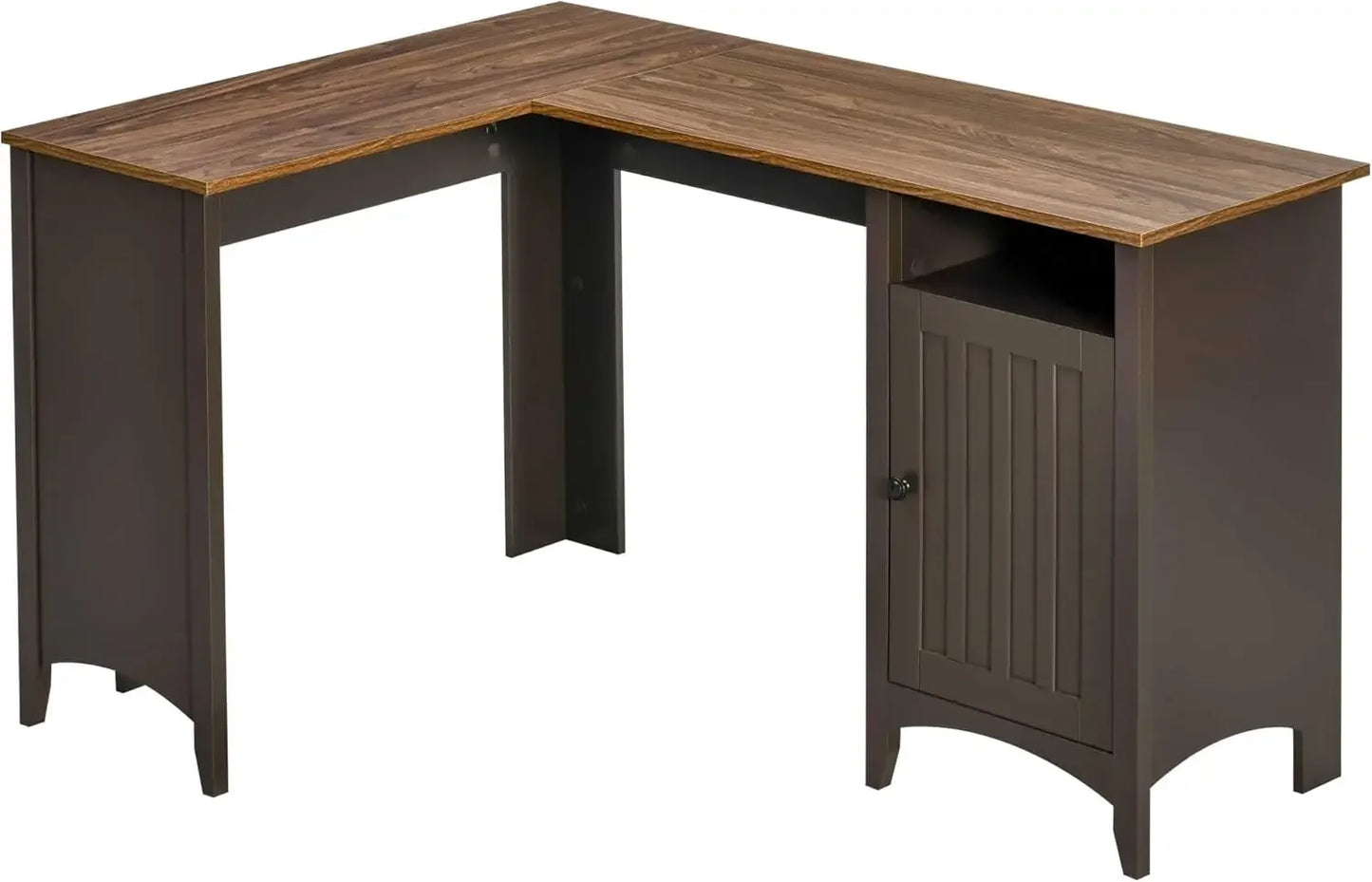 59" Corner Desk with Storage Shelves, Drawer and Cabinet