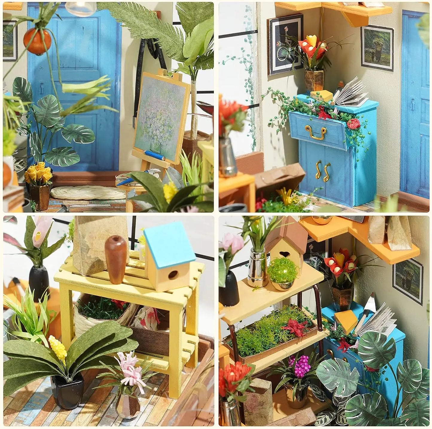 DIY Wooden Mini Green House with LED Lights