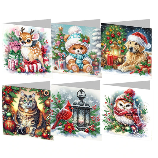 6Pcs Christmas DIY Diamond Painting Card Kit