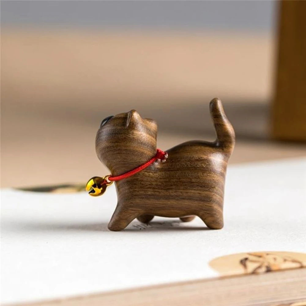 Handmade Wooden Mini Cat Decoration