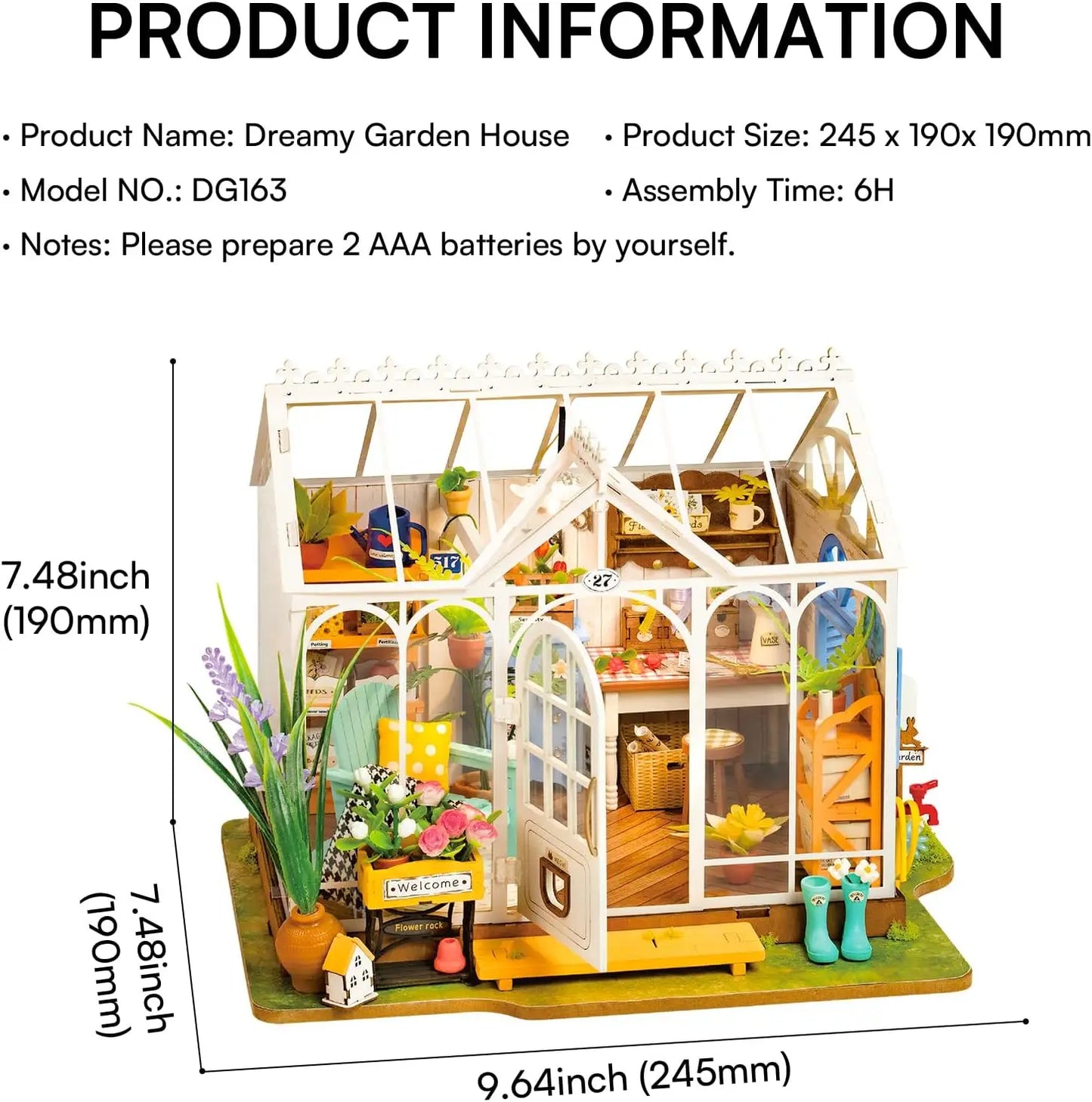 Dreamy Garden House 3D Puzzle DIY Miniature Dollhouse Kit