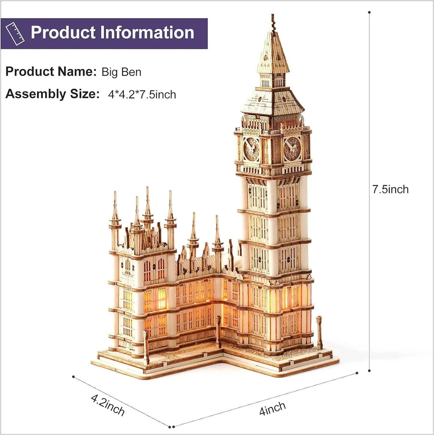 3D Wooden Puzzle DIY Big Ben Kit