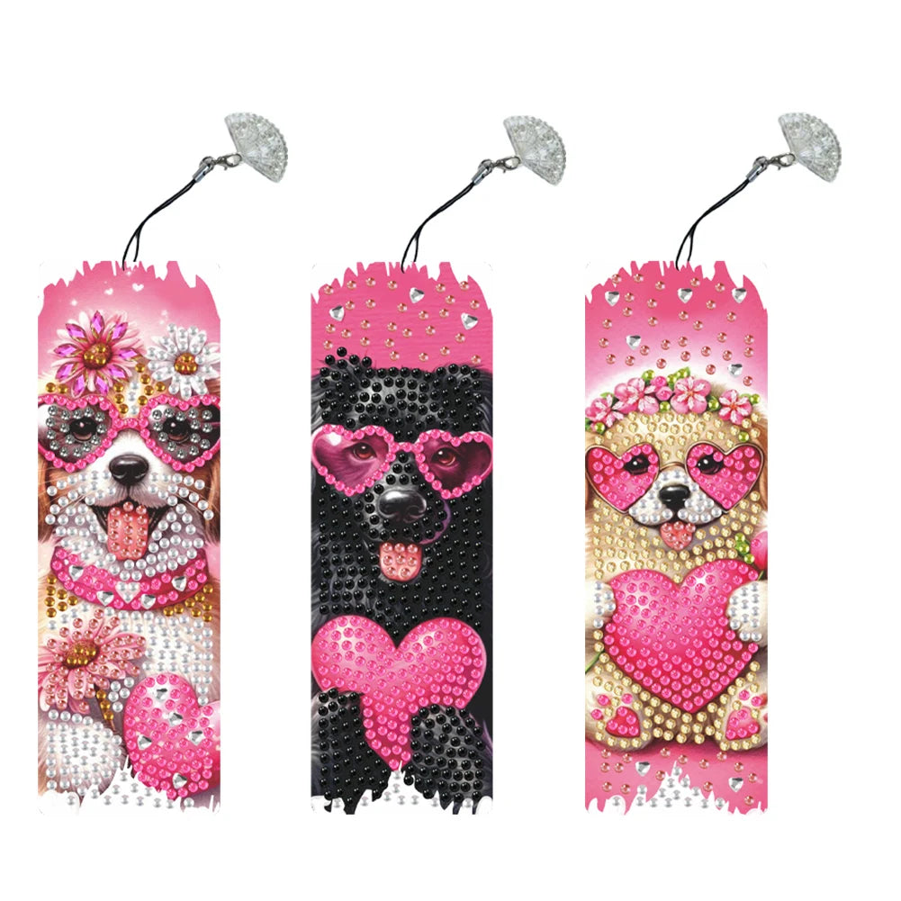 3Pcs Special Shaped DIY 5D Diamond Art Bookmark Kit