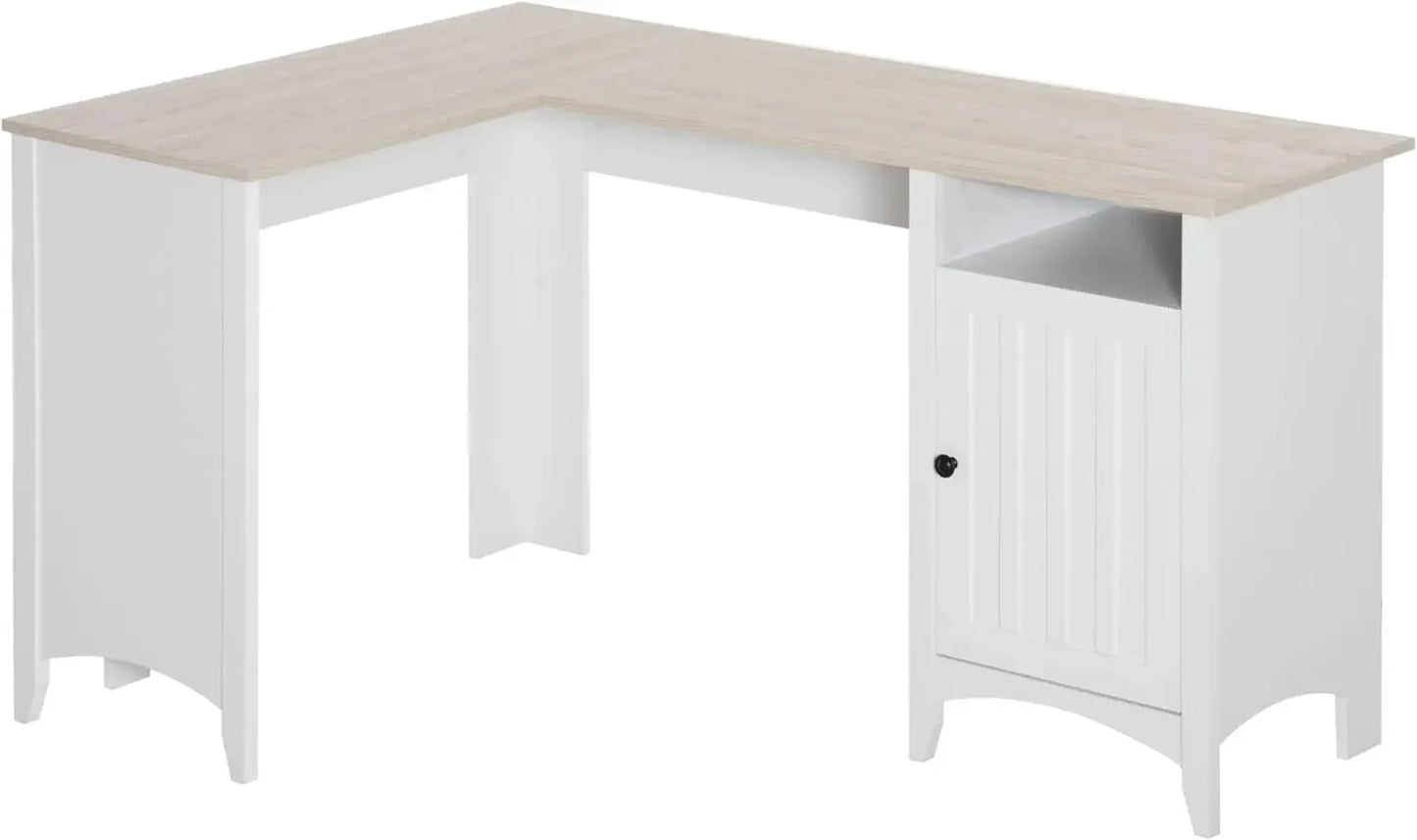 59" Corner Desk with Storage Shelves, Drawer and Cabinet