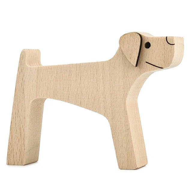 Handmade Wood Dog Sculpture