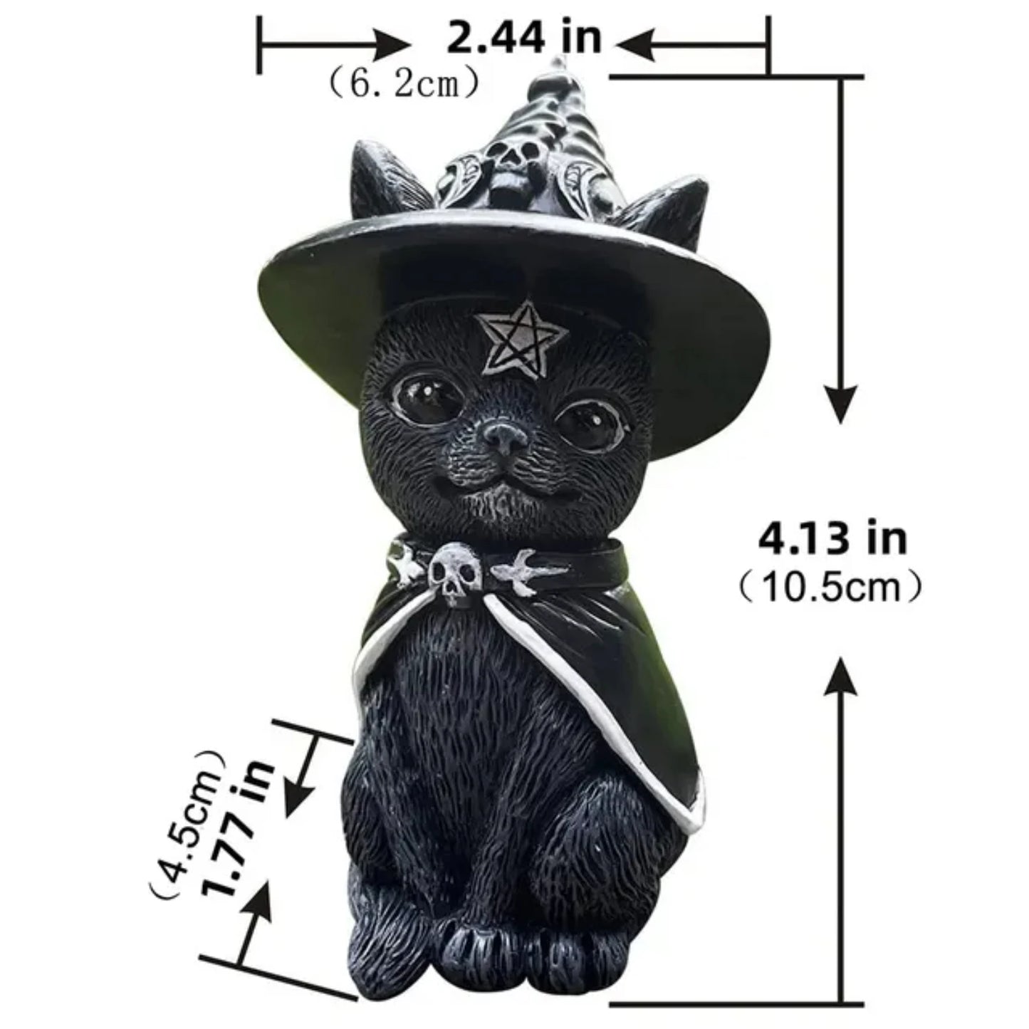 Hand-Painted Mysterious Black Cat Statue