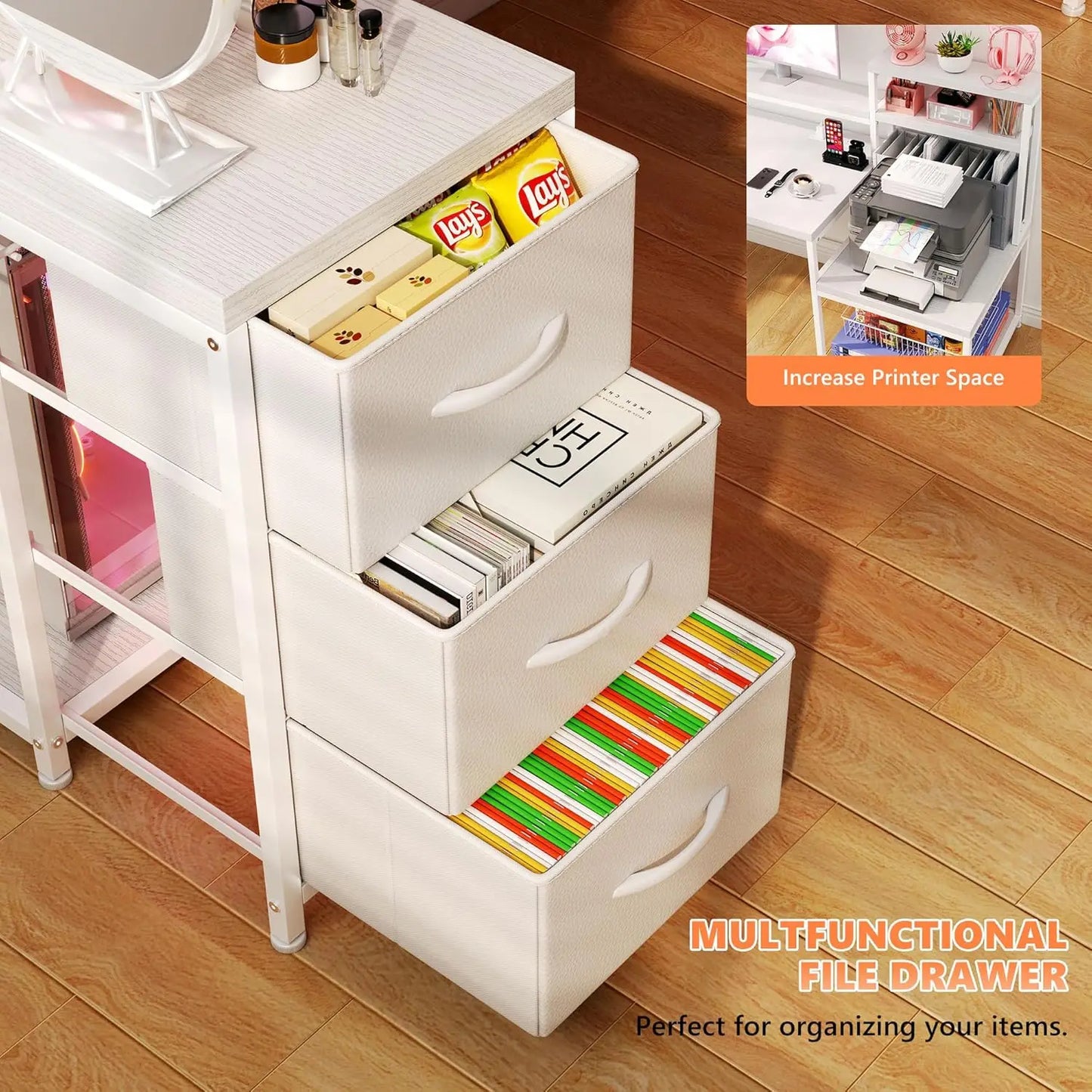 Reversible 70.9" L Shaped Desk w/ Power Outlets & LED Lights