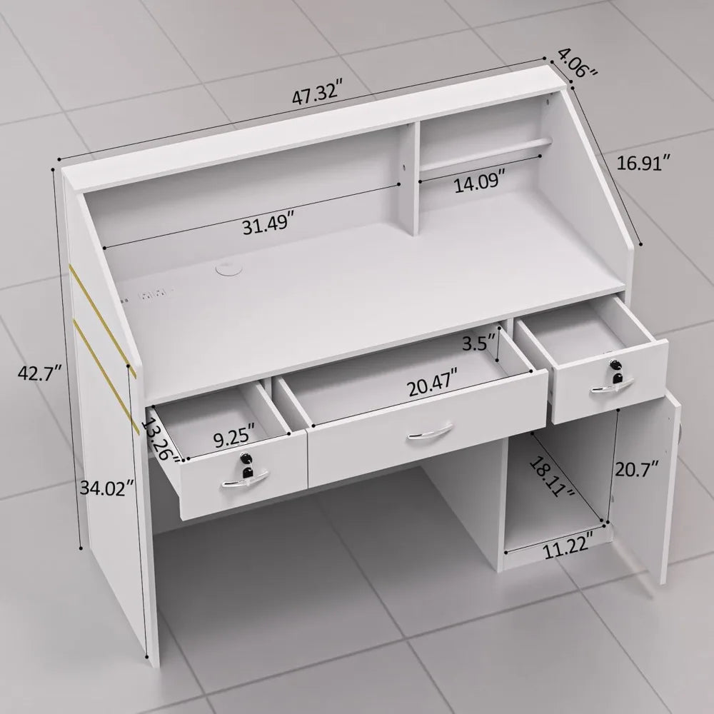 Reception Desk with Counter, Lockers & Storage Shelves